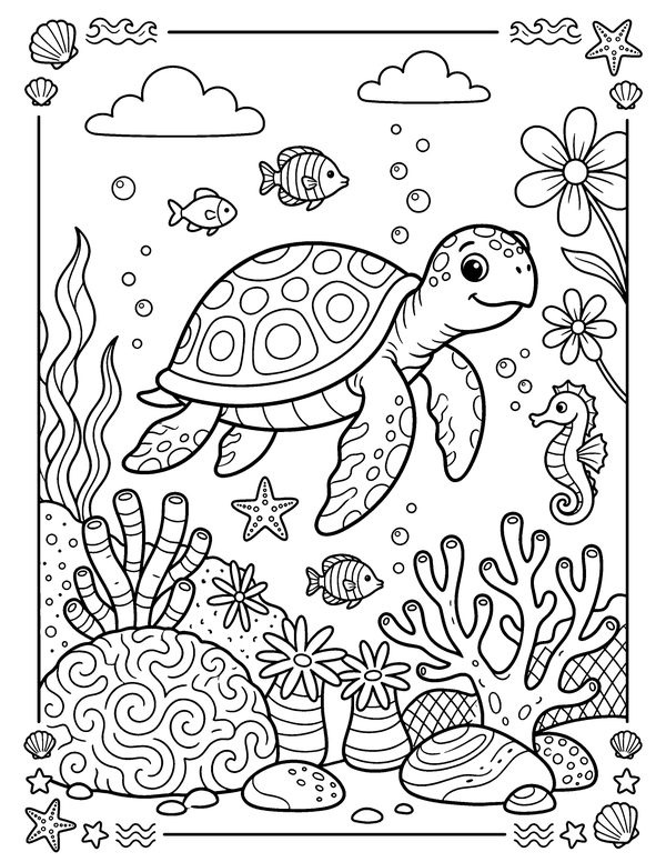 Sea Turtle free printable coloring page