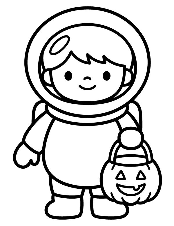 Easy Astronaut Costume free printable Halloween coloring page