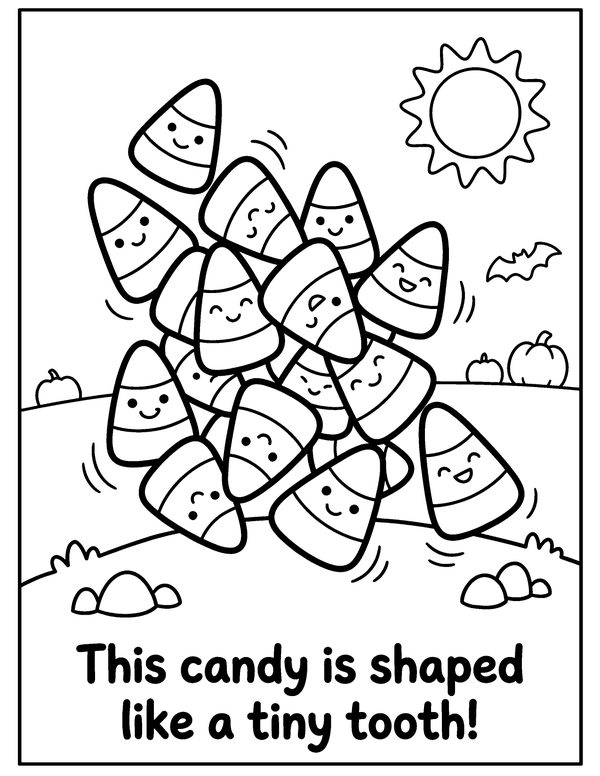 Candy Corn Pile free printable Halloween coloring page