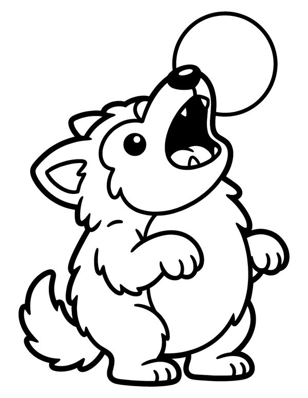 Easy Cute Werewolf free printable Halloween coloring page