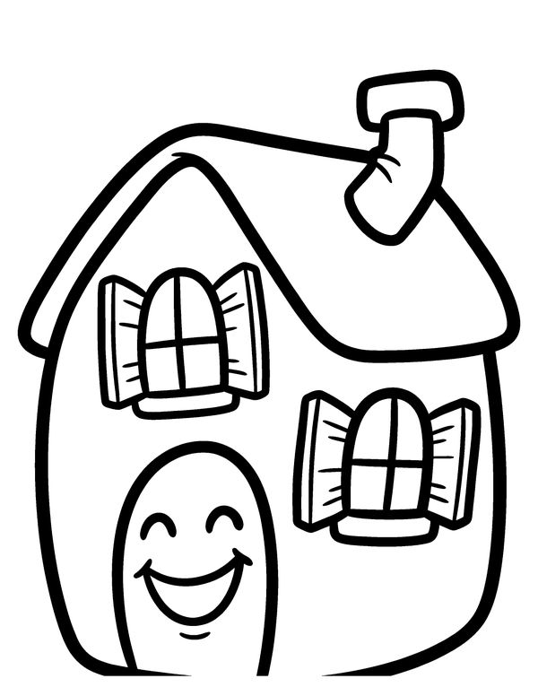 Easy Friendly Haunted House free printable Halloween coloring page