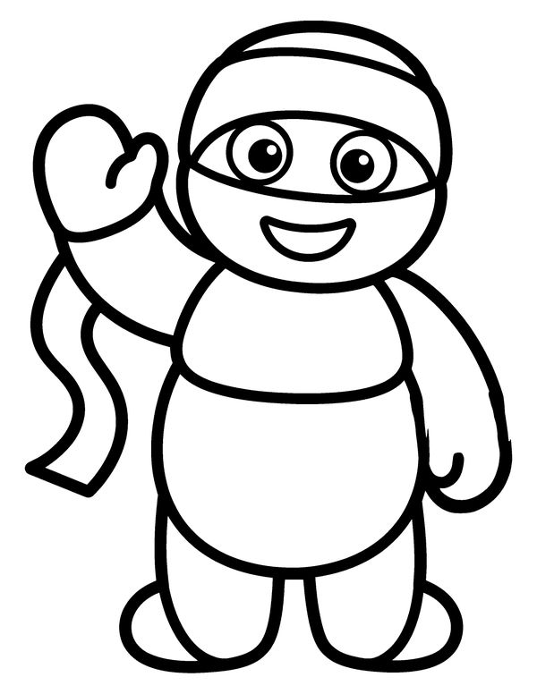 Easy Friendly Mummy free printable Halloween coloring page