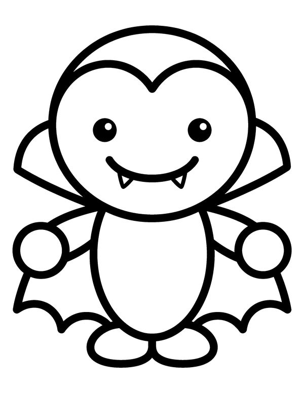 Easy Friendly Vampire Kid free printable Halloween coloring page