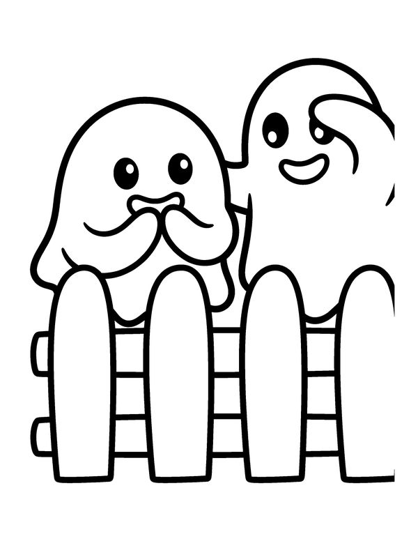 Easy Peekaboo Ghosts free printable Halloween coloring page
