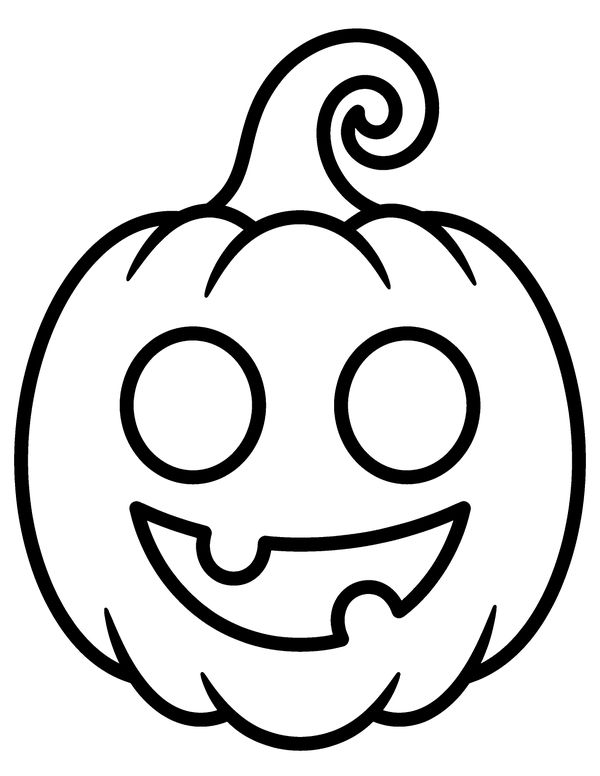 Easy Grinning Jack-o'-Lantern free printable Halloween coloring page