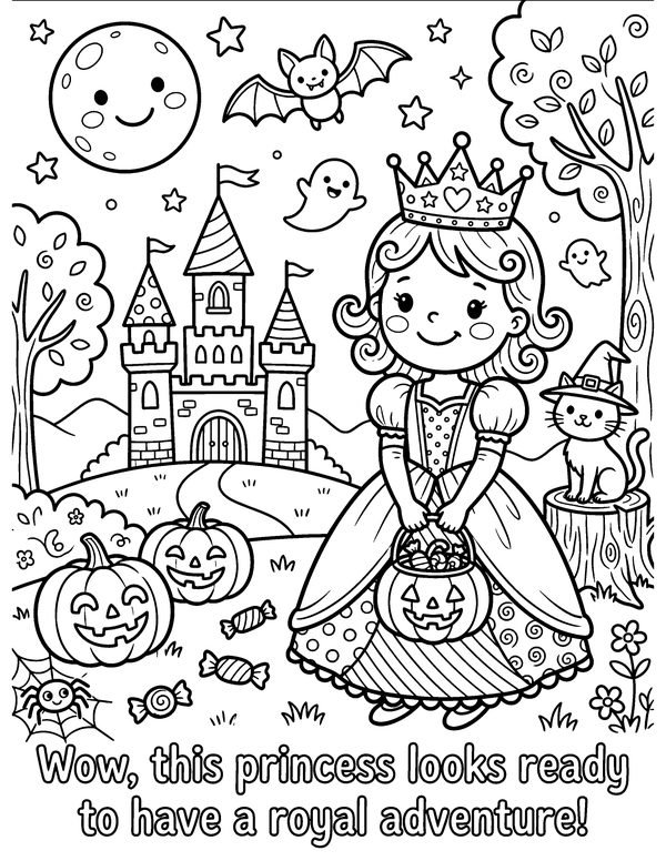Halloween Princess free printable Halloween coloring page