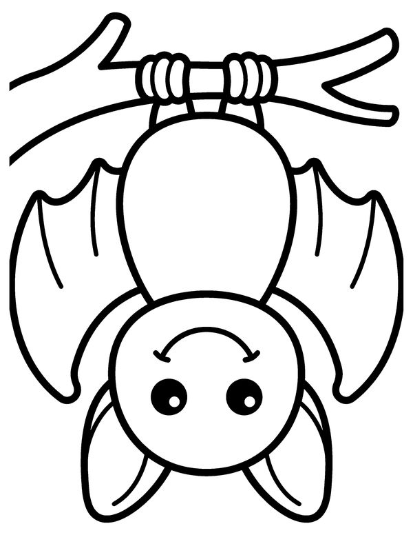 Easy Happy Bat free printable Halloween coloring page