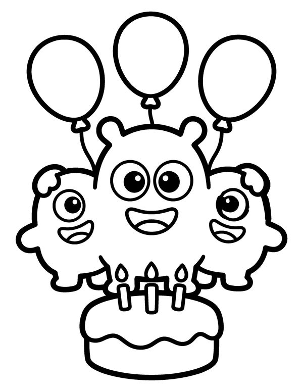Easy Monster Party free printable Halloween coloring page