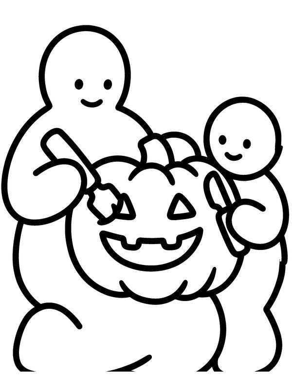 Easy Pumpkin Carving free printable Halloween coloring page