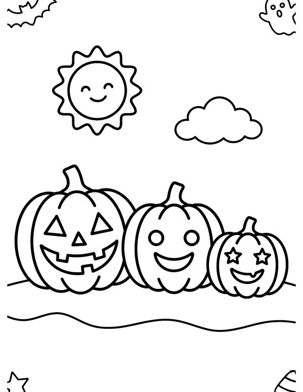 Jack-o'-Lantern Family free printable Halloween coloring page