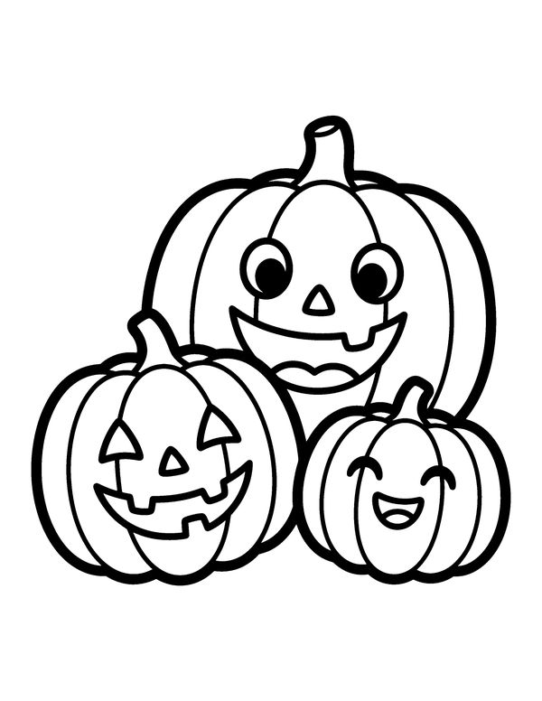 Easy Jack-o'-Lantern Family free printable Halloween coloring page