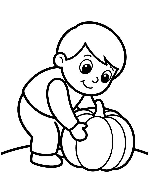 Easy Pumpkin Picking Day free printable Halloween coloring page