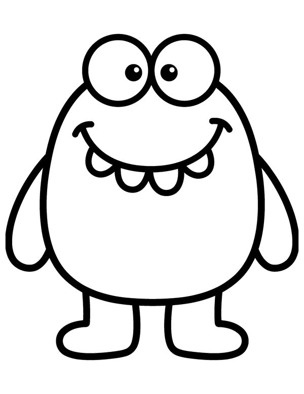 Easy Silly Furry Monster free printable Halloween coloring page