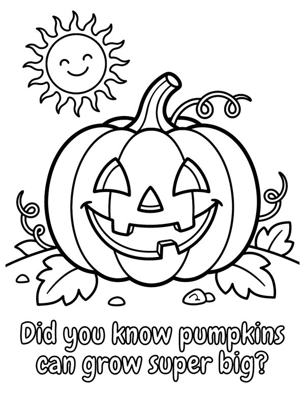 Smiling Jack-o'-Lantern free printable Halloween coloring page