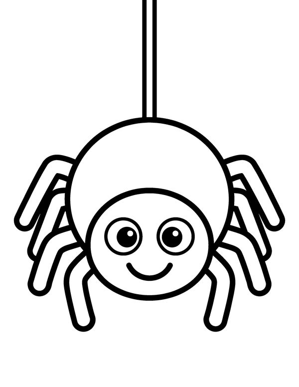 Easy Smiling Spider free printable Halloween coloring page