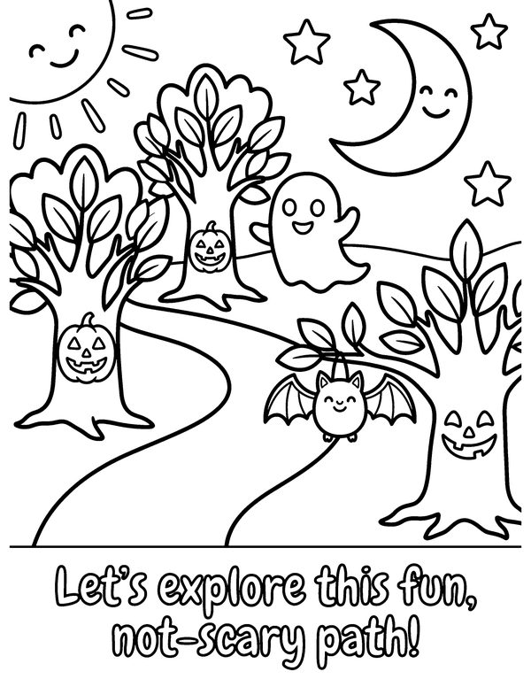 Not-So-Spooky Path free printable Halloween coloring page