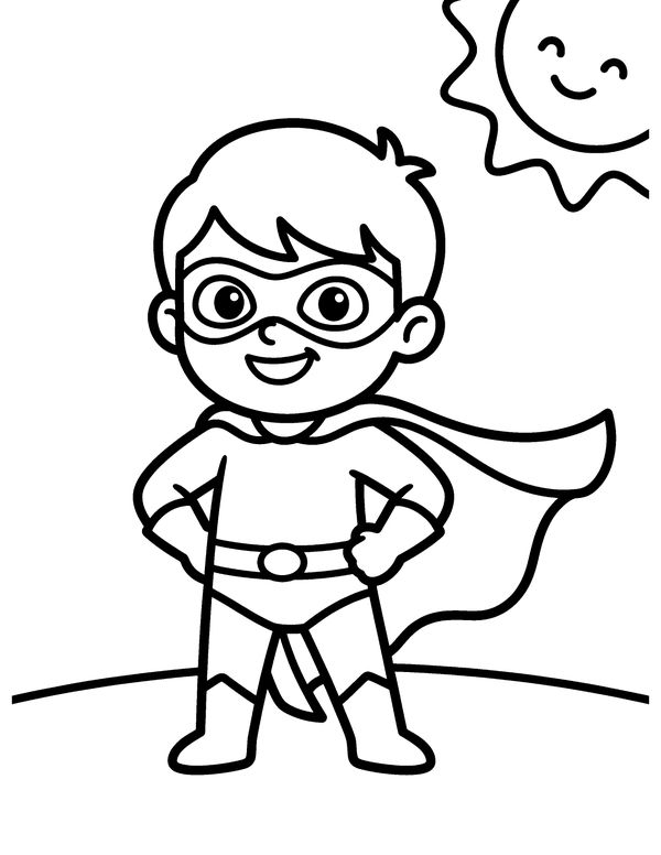 Superhero Costume free printable Halloween coloring page