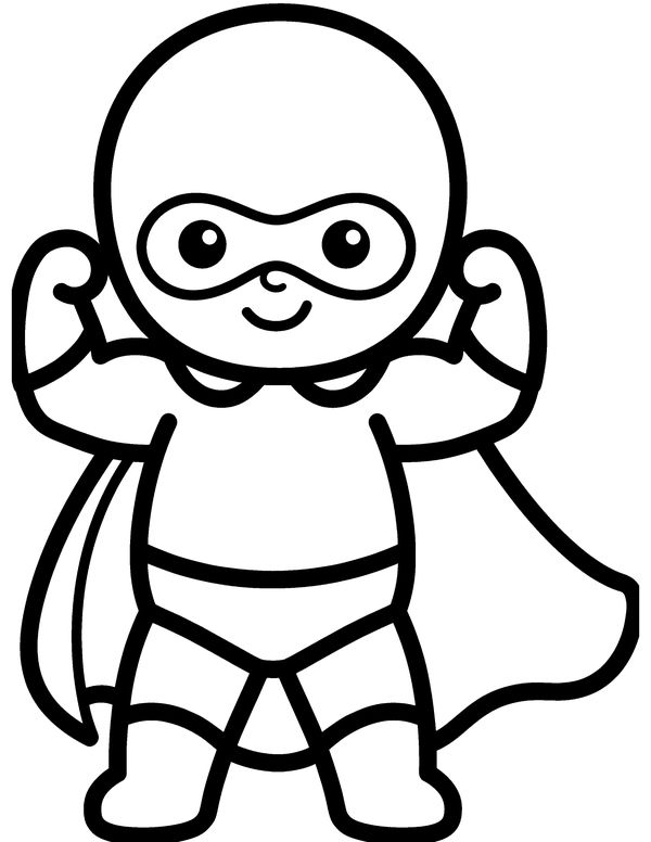 Easy Superhero Costume free printable Halloween coloring page