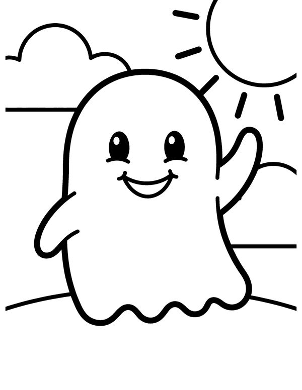 Waving Ghost free printable Halloween coloring page