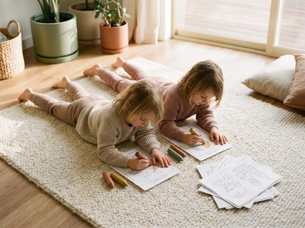 Kids coloring together